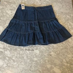 NWT GAP RUFFLE DENIM SKIRT, SIZE 12.